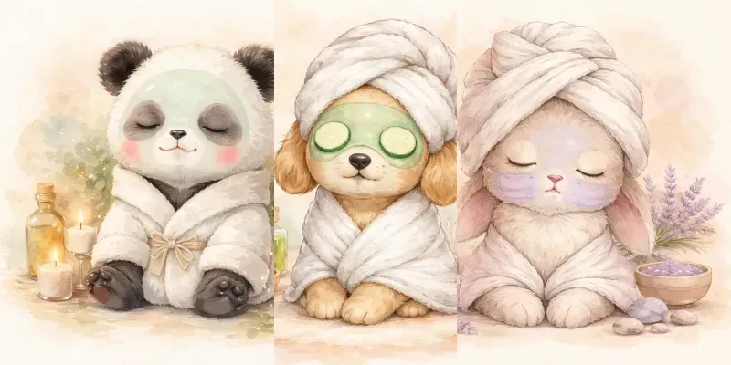 Cute Cozy Spa Animals generated by undefined