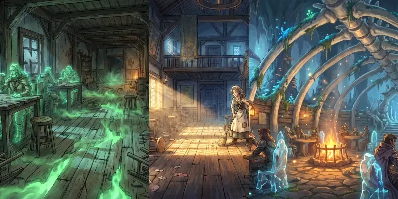 2D Anime Fantasy Tavern Concept Art generated by undefined