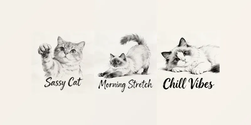 Minimalist Cat Sketch Printables generated by undefined