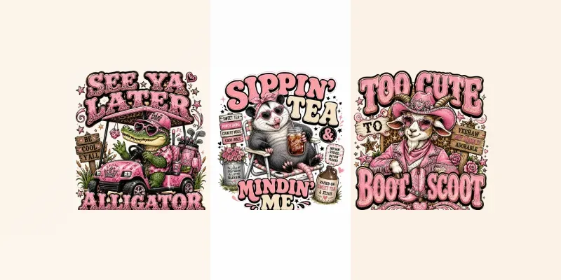 Funny Southern Animal Typography Tshirts generated by undefined