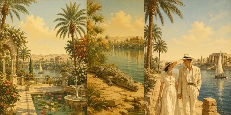 Egyptian Nile 1950s Sunny Postcards generated by undefined