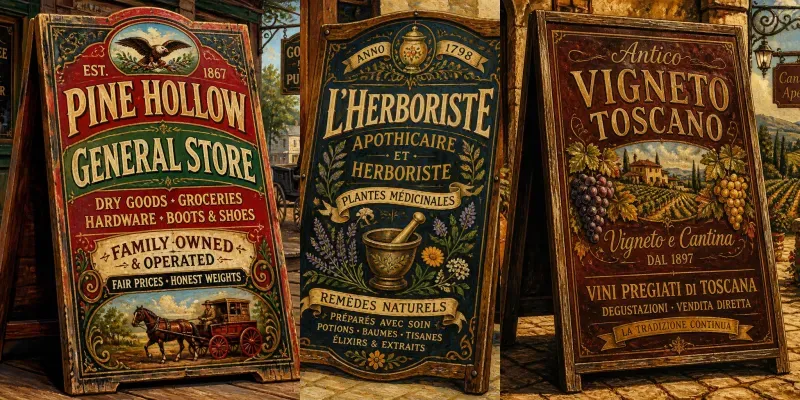 Vintage Handpainted Wooden Signs