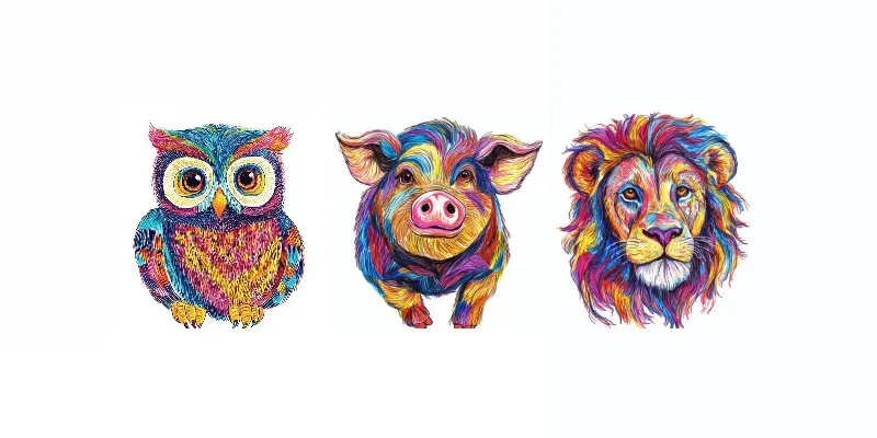 Felt Tip Marker Animal Drawings For Kids generated by undefined