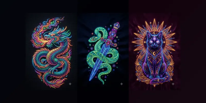 Neon Thread Embroidery Art generated by undefined