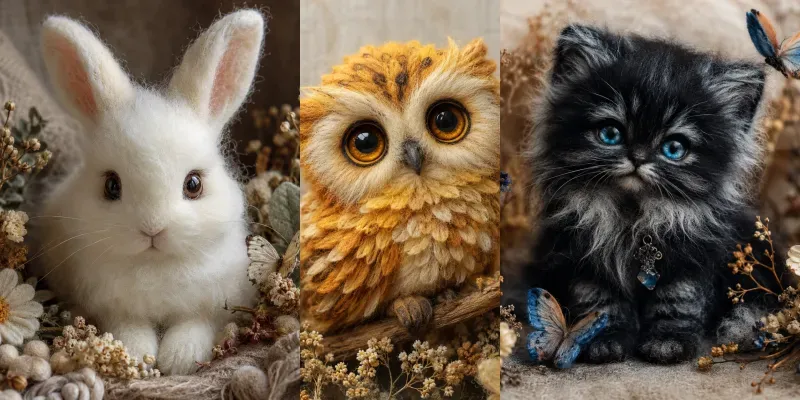 Whimsical Wool Animal Portraits generated by undefined