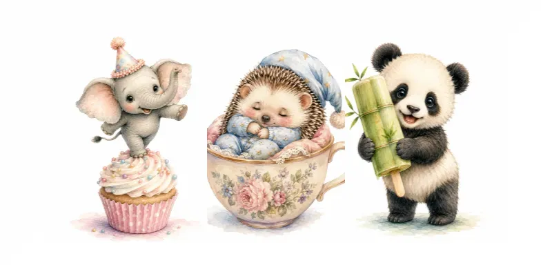 Cute Watercolor Nursery Animals generated by undefined