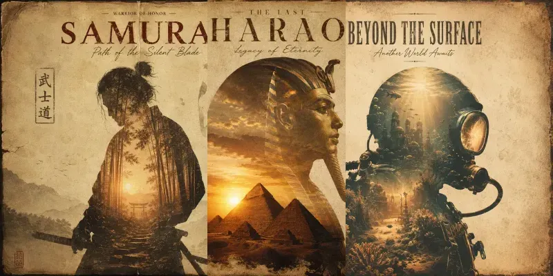 Vintage Double Exposure Posters generated by undefined