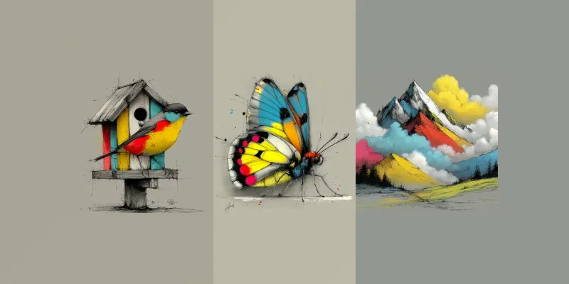 Sketch Ink Expressive Color Pops generated by undefined