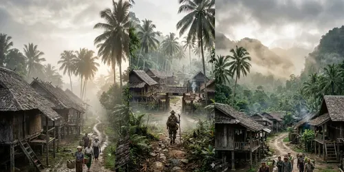 Cinematic Nostalgic Rural Landscapes generated by gemini-image
