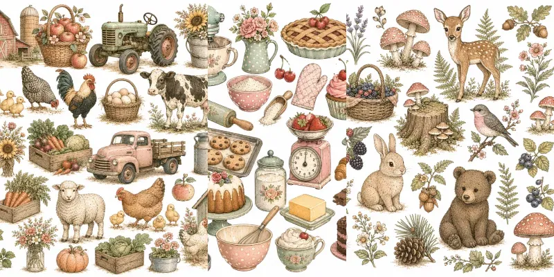 Vintage Pastel Clipart Collections generated by undefined