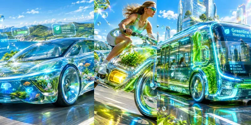 Frutiger Aero 3D Ecotransport Vehicles