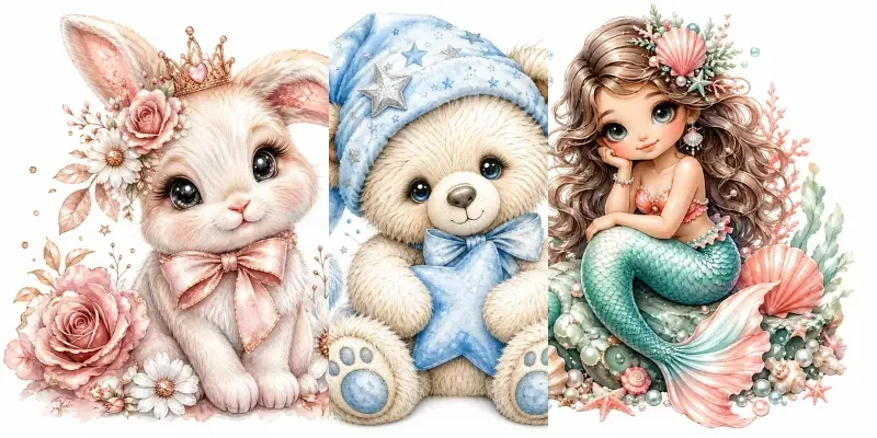Cute Watercolor Character Clipart generated by undefined