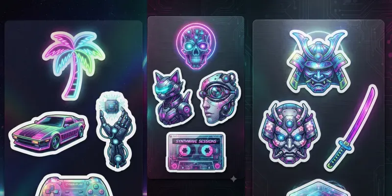 Retrofuturistic Sticker Design Sheets generated by undefined