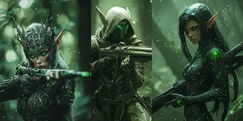 Neon Elf Ranger Scifi Fantasy Art generated by midjourney