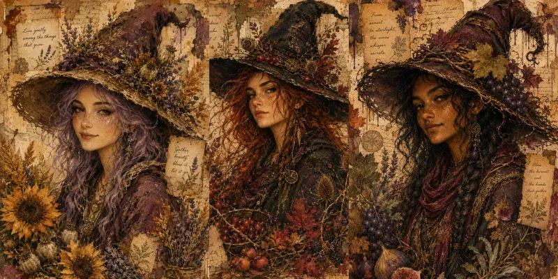Autumn Witch Portraits generated by undefined