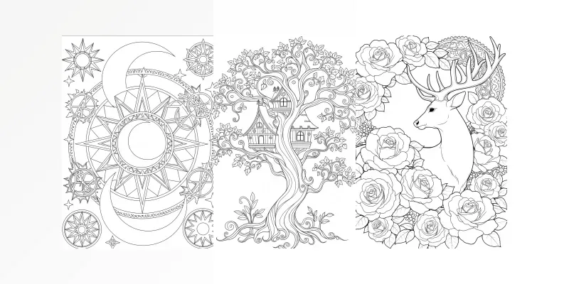 KDP Pure White Adult Coloring Linearts