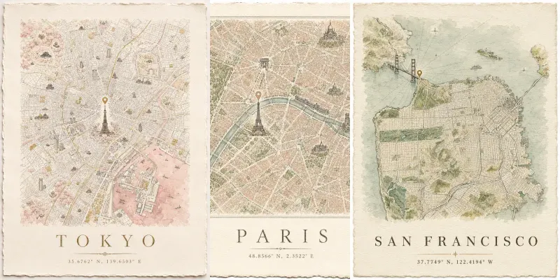 Custom Location Map Wall Art generated by undefined