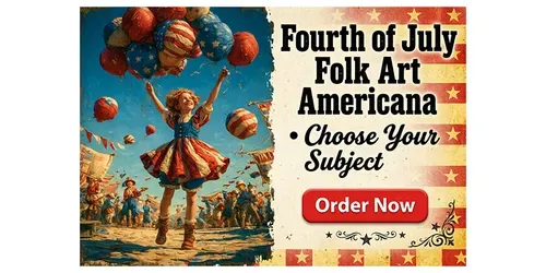 Fourth Of July Folk Art Americana generated by midjourney
