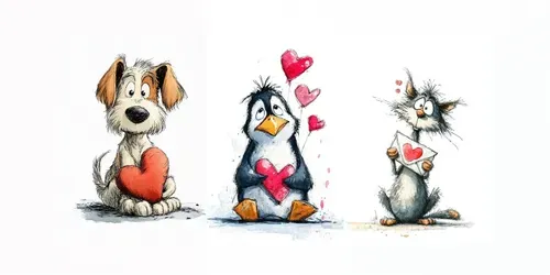 Whimsical Valentine Doodle Illustrations generated by midjourney