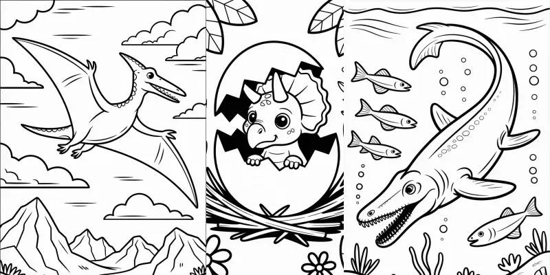 Clean Dinosaurs Coloring Pages For Kids generated by undefined