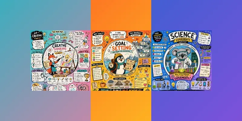 Whimsical Sketchnote Character Posters generated by undefined