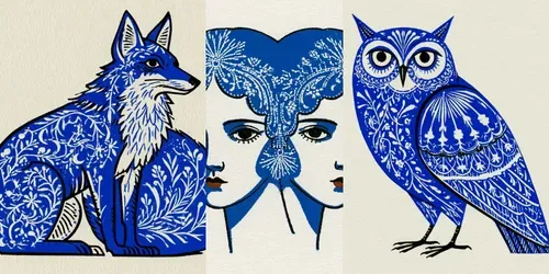 Cobalt Folk Tale Illustrations generated by midjourney