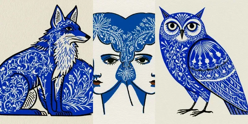 Cobalt Folk Tale Illustrations generated by undefined