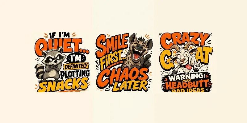 Funny Cartoon Animal Tee Designs generated by undefined