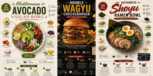 Premium Food Recipe Infographic Posters generated by chatgpt-image