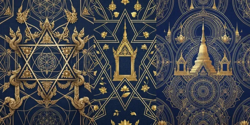 Thai Temple Sri Yantra Seamless Patterns generated by undefined