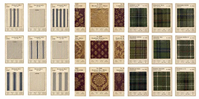 Vintage Fabric Swatch Card Sheets generated by undefined