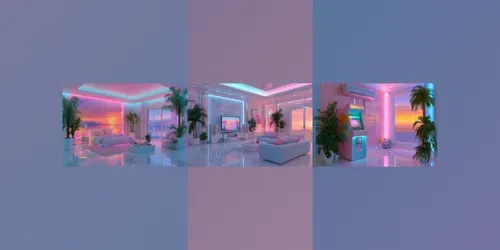 Vaporwave Interior Designs generated by midjourney