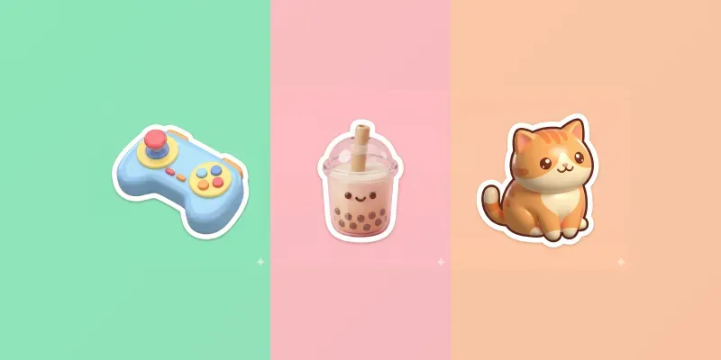 Cute 3D Diecut Stickers generated by undefined