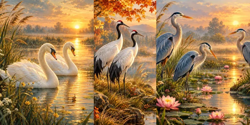 Golden Marsh Bird Serenities generated by undefined