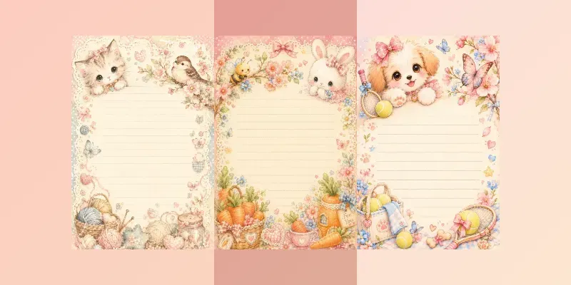 Kawaii Stationery Letterhead Templates generated by undefined