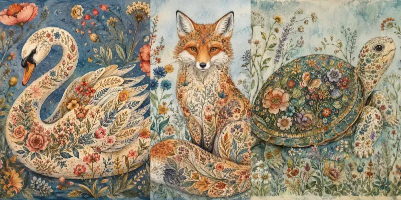 Botanical Folk Art Creatures generated by undefined