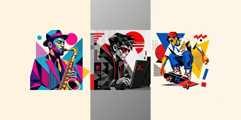 Retro Cubist Pop Art Portraits generated by undefined