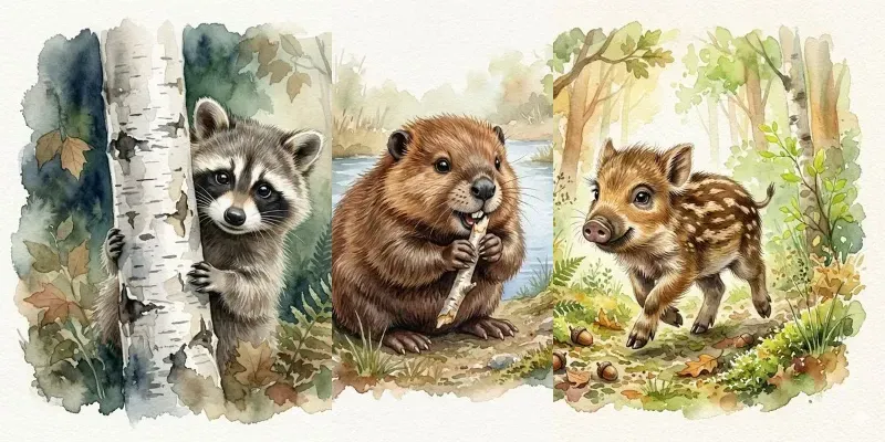 Whimsical Watercolor Woodland Animals generated by undefined