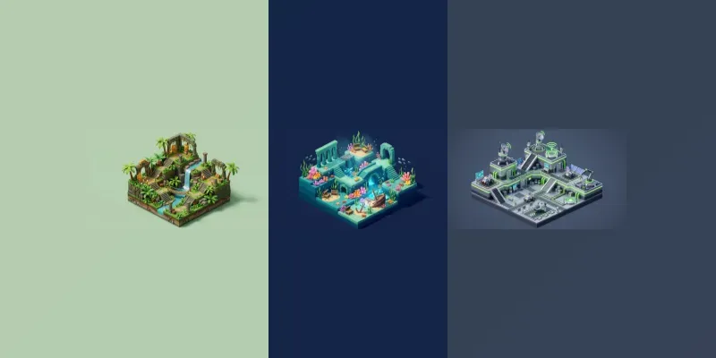 Isometric 3d Game World Assets
