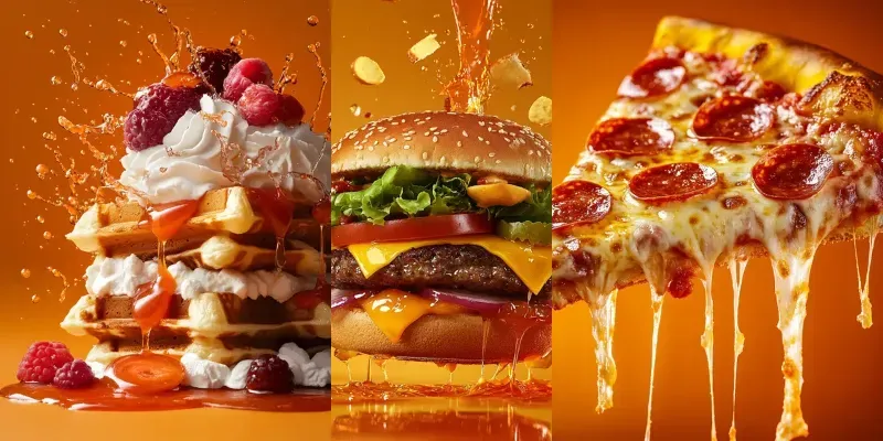 Vibrant Tasty Food Advertising Prompt Generator App | PromptBase