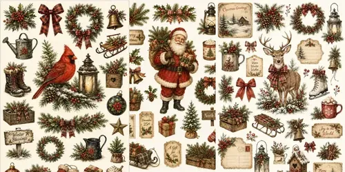 Vintage Winter Christmas Ephemera generated by chatgpt-image