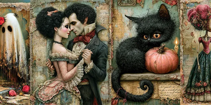 Romantic Victorian Halloween Ephemera