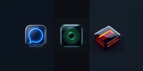 3D Neon Minimalist App Icons generated by leonardo