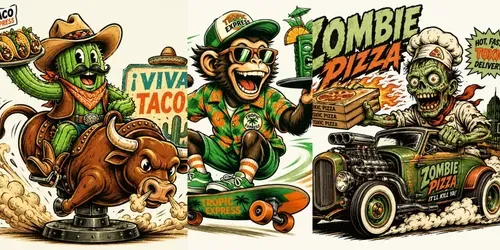 Retro Delivery Mascot Packs generated by chatgpt-image