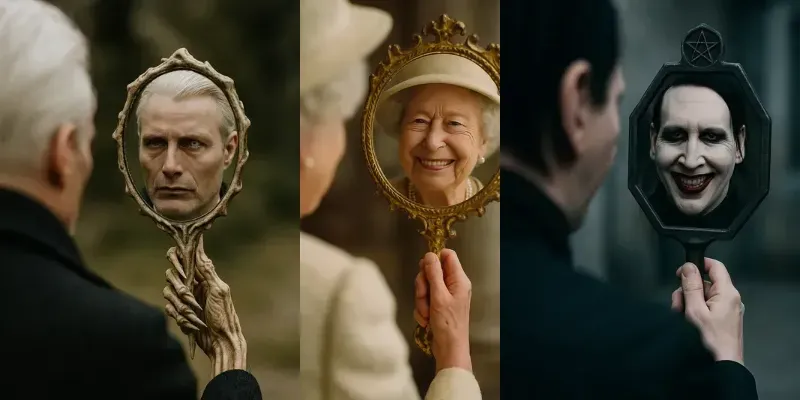 Over Shoulder Mirror Holder Portraits generated by undefined