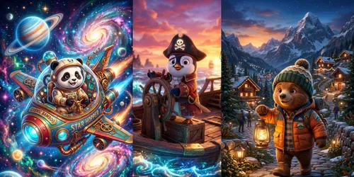 3D Magical Adventure Animals generated by gemini-image
