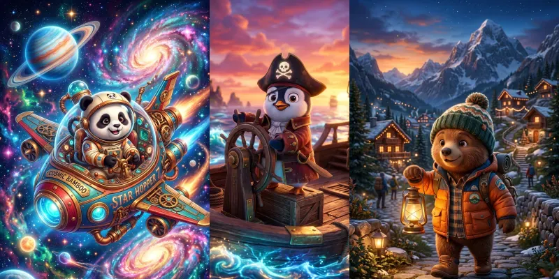 3D Magical Adventure Animals generated by undefined