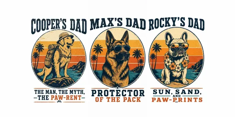 Retro Dog Dad Tshirt Design Engines generated by undefined