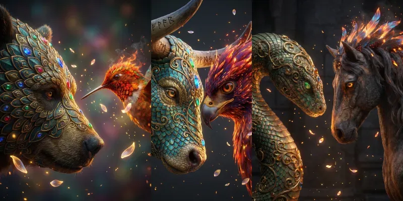 Ornate Gold And Teal Mythic Style generated by undefined