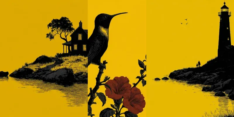Silhouette Linocut Screenprint Posters